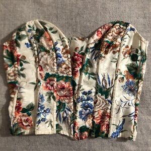 Vintage 90’s Victoria’s Secret Bustier Corset Cream Floral Boning